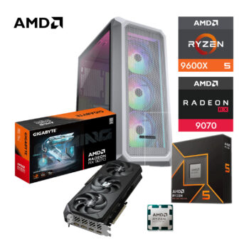 PC GAMER AMD RYZEN 5 9600X RX 9070 32GB RAM DDR5 5600 1TB M2 WC360 750W W10 PRO