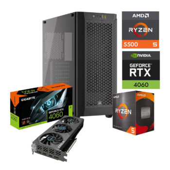 PC GAMER AMD RYZEN 5 5500 CORSAIR 480T NVIDIA GEFORCE RTX 4060 16GB RAM DDR4 500GB M2 NVME 550W PSU W10 PRO