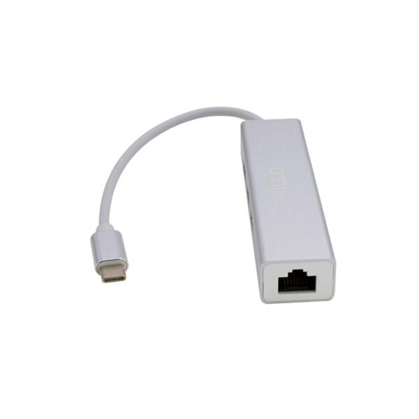 Philco Hub USB 3 Puertos Tipo C a USB A 3.0 y Ethernet 100/1000 Mbps RJ45 - Imagen 3