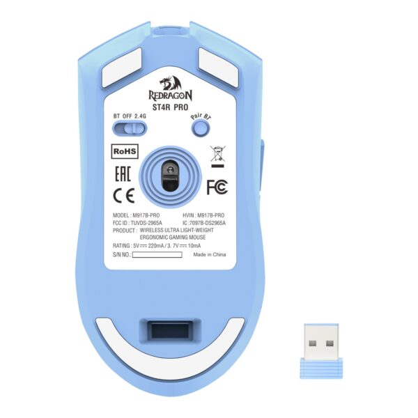 Redragon Mouse Gamer ST4R PRO 26000 DPI M917B-PRO Wireless/Bluetooth/USB 3 modos BLUE - Imagen 3