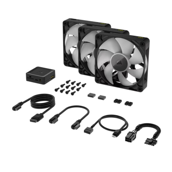 Corsair KIT Ventiladores iCUE LINK RX120 RGB 120mm PWM Fan Triple Starter Kit BLACK - Imagen 3