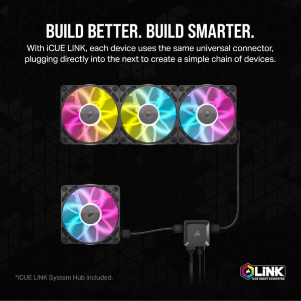 Corsair KIT Ventiladores iCUE LINK RX120 RGB 120mm PWM Fan Triple Starter Kit BLACK - Imagen 4