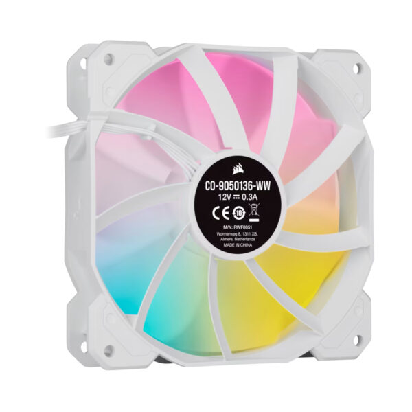 Corsair Ventilador iCUE SP120 RGB ELITE Performance 120mm White PWM Fan Single Pack - Imagen 2