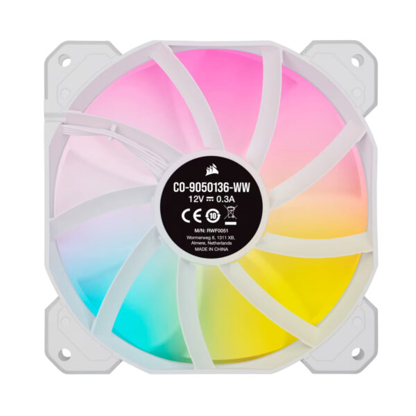 Corsair Ventilador iCUE SP120 RGB ELITE Performance 120mm White PWM Fan Single Pack - Imagen 5