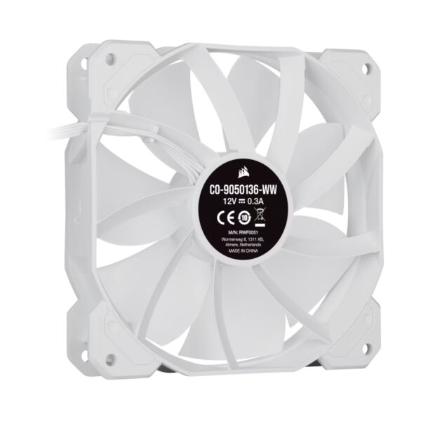 Corsair Ventilador iCUE SP120 RGB ELITE Performance 120mm White PWM Fan Single Pack - Imagen 3