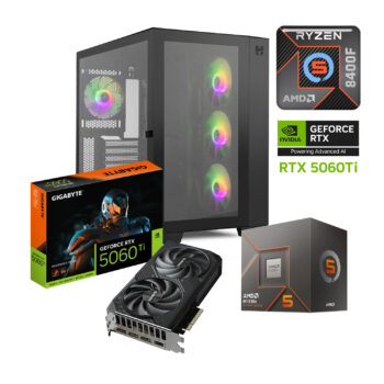 PC GAMER AMD RYZEN 5 8400F RTX 5060 TI GAMING 64GB RAM DDR5 5200 1TB SSD M2 NVME 750W W10 PRO