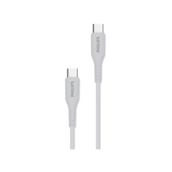 PHILIPS Cable USB 2.0 Carga Rápida y Sincronización USB-C a USB-C 1.2mts PD 5A/60W 480Mbps Blanco