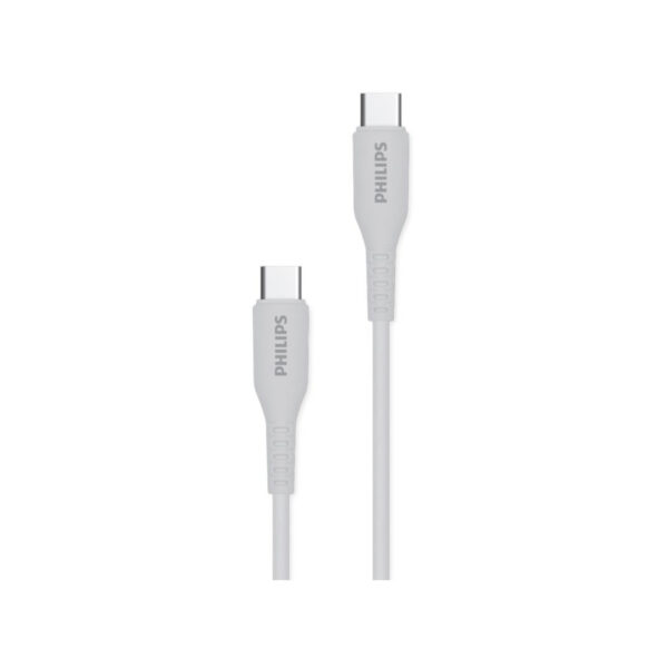 PHILIPS Cable USB 2.0 Carga Rápida y Sincronización USB-C a USB-C 1.2mts PD 5A/60W 480Mbps Blanco