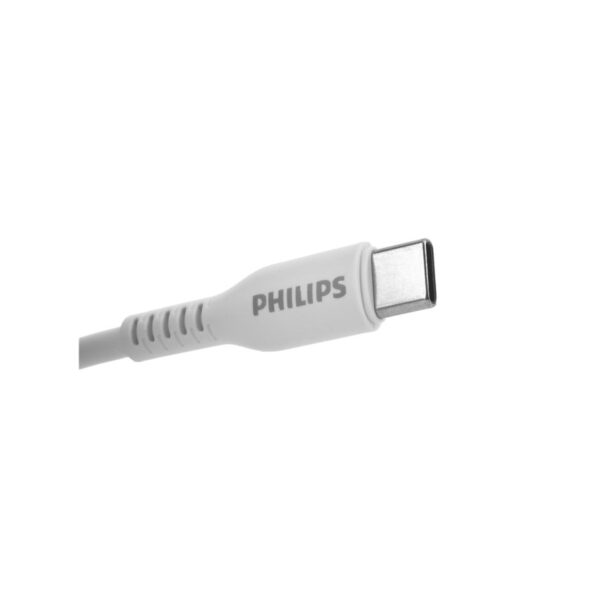 PHILIPS Cable USB 2.0 Carga Rápida y Sincronización USB-C a USB-C 1.2mts PD 5A/60W 480Mbps Blanco - Imagen 2