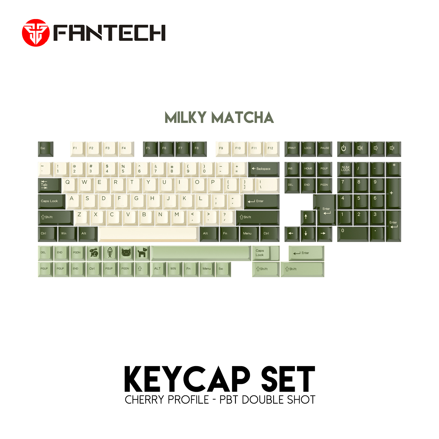 Fantech KeyCaps ACK01 VIBE Milky Matcha PBT Dual-Shot Cherry Profile