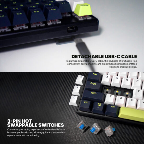 Fantech Teclado Mecánico MK877s ATOM87s Mori Edition Blue (Switch Blue) ENG - Imagen 14