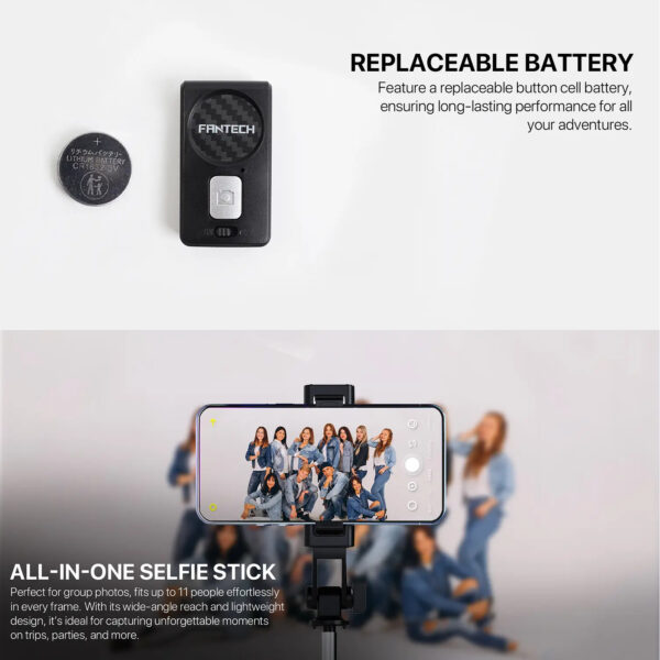 Fantech Selfie Stick SS1 170 Black Trípode 360 BT 1.7mts - Imagen 8
