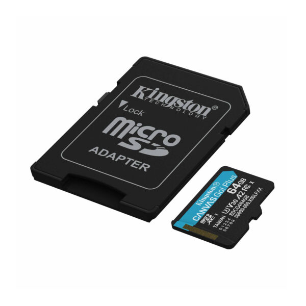 Kingston Memoria Micro SD 64GB CANVAS GO! Plus 200MB/s con Adaptador - Imagen 2