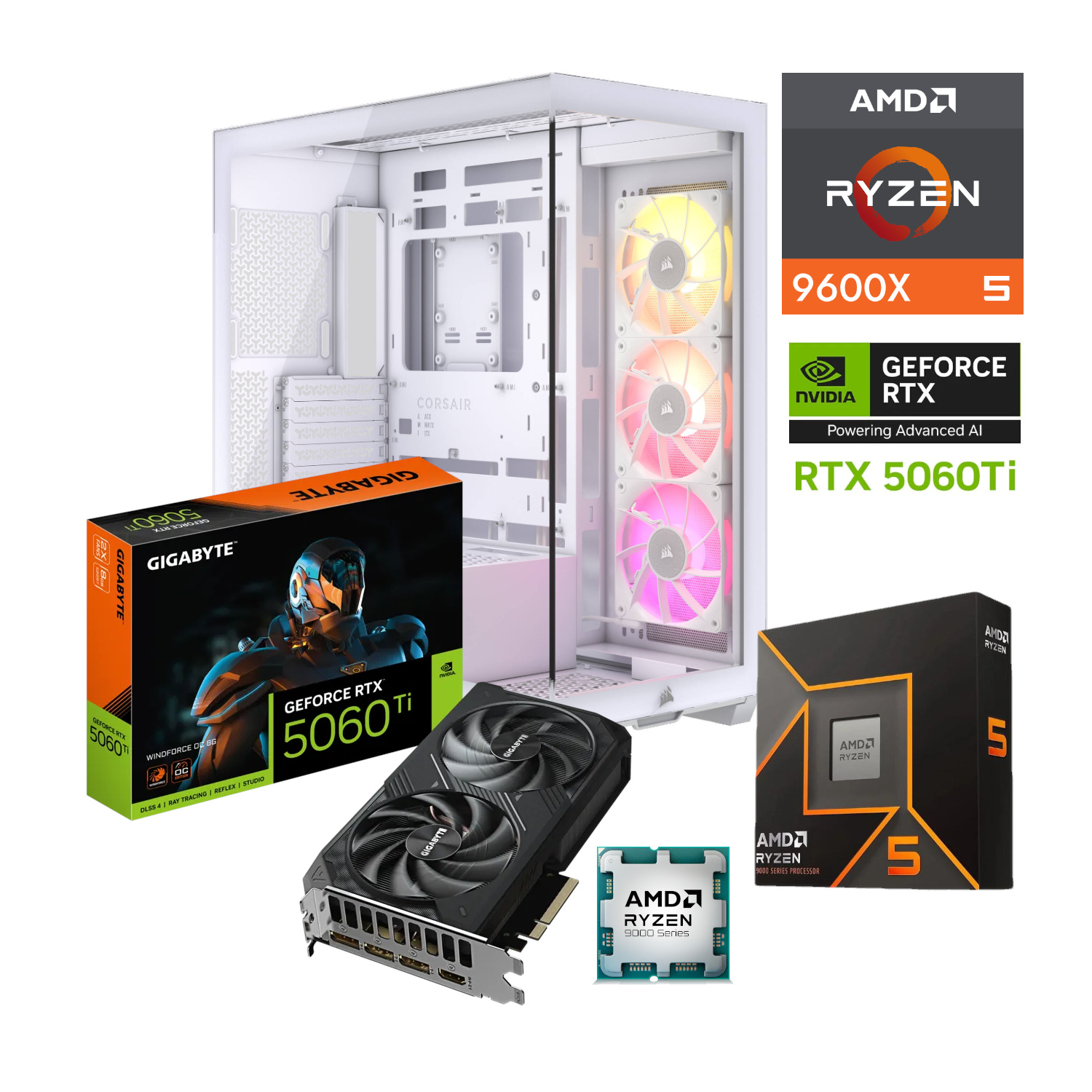 AMD Serie 9000 PC GAMER AMD RYZEN 5 9600X GPU RTX 5060 TI 16GB RAM DDR5 1TB SSD M2 B650 WIFI Y BT 650W W10 PRO ETCHILE PC GAMER AMD RYZEN 5 9600X GPU RTX 5060 TI 16GB RAM DDR5 1TB SSD M2 B650 WIFI Y BT 650W W10 PRO