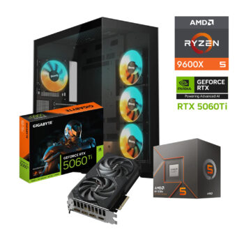 PC GAMER AMD RYZEN 5 9600X GPU RTX 5060 TI 16GB RAM DDR5 1TB SSD M2 B650 WIFI Y BT 650W W11 PRO