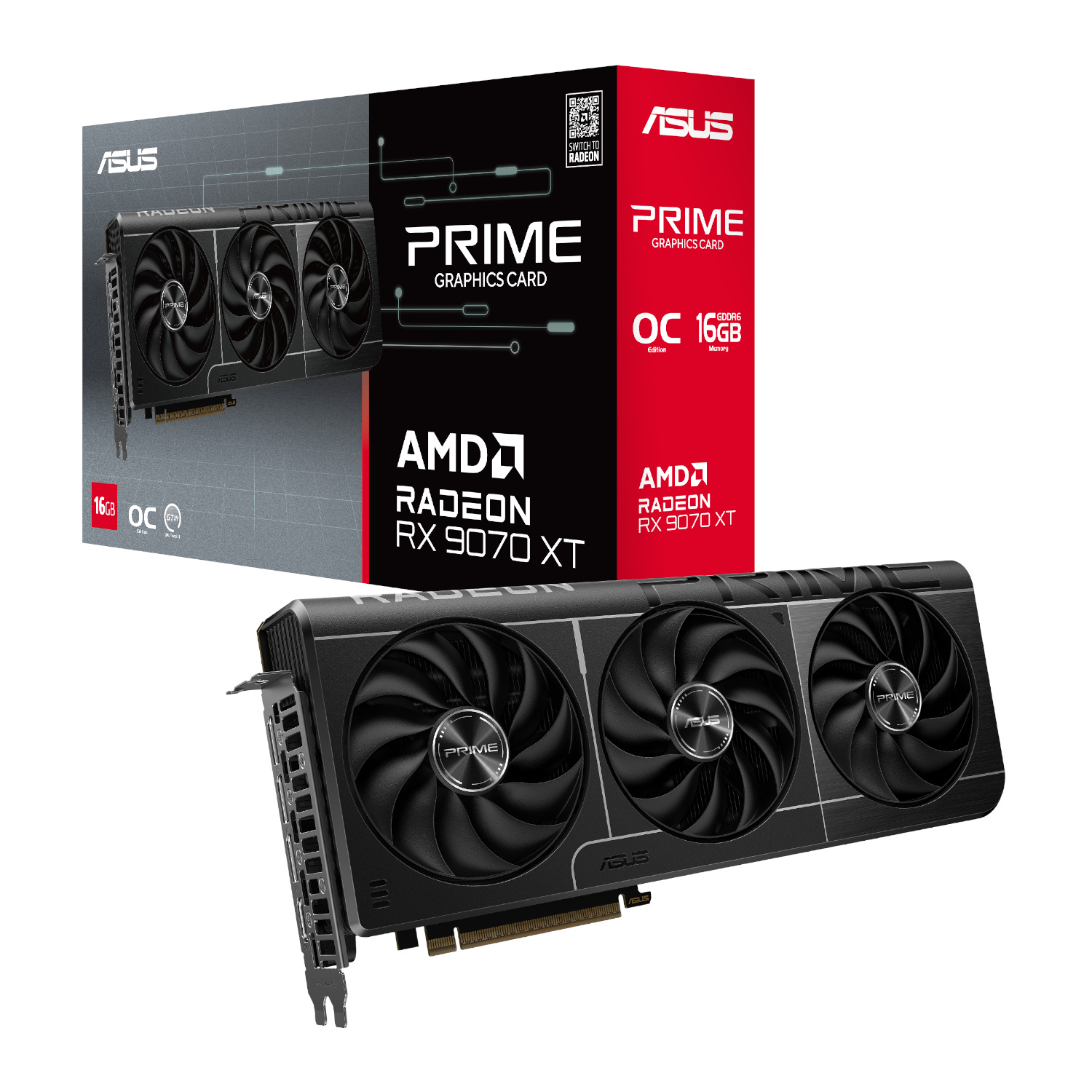 ASUS Tarjeta de Video GPU AMD RADEON RX 9070 XT PRIME Graphics Card 16G OC GT III
