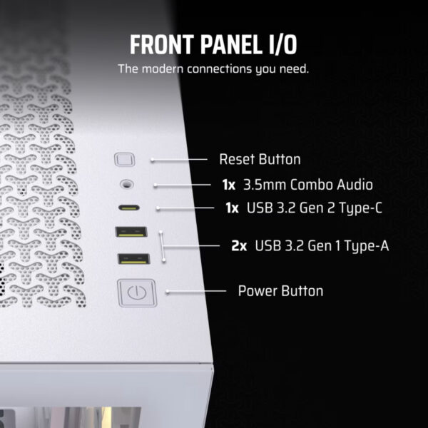 Corsair Gabinete PC Case Chasis 3500X ARGB Mid Tower Blanco Vista Envolvente - Imagen 9