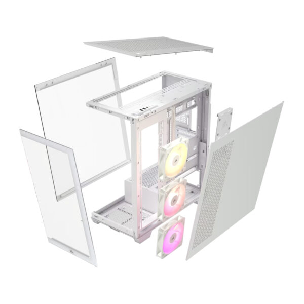 Corsair Gabinete PC Case Chasis 3500X ARGB Mid Tower Blanco Vista Envolvente - Imagen 3