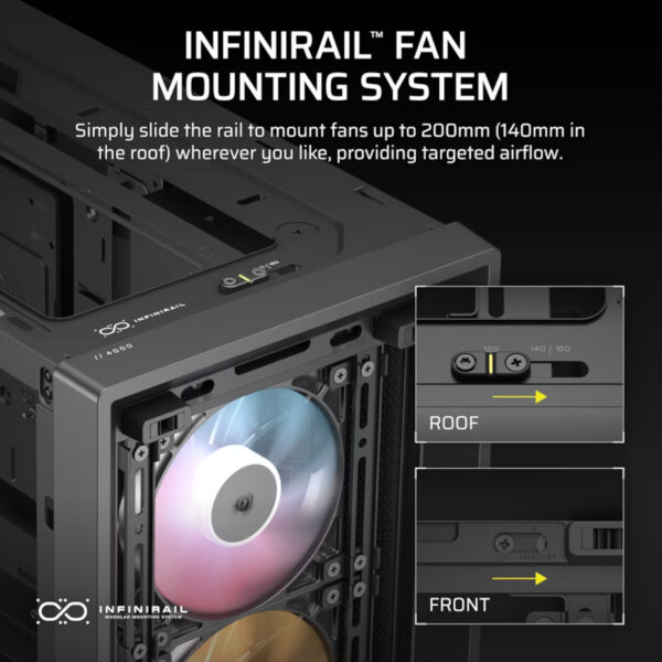 Corsair Gabinete PC Case Chasis FRAME 4000D RS ARGB Negro Mid Tower Modular - Imagen 7