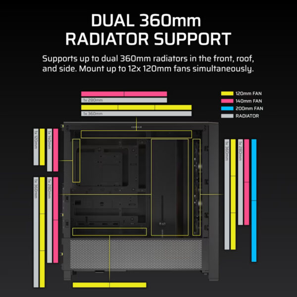 Corsair Gabinete PC Case Chasis FRAME 4000D RS ARGB Negro Mid Tower Modular - Imagen 6