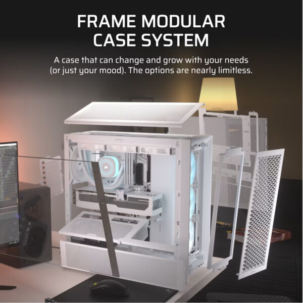 Corsair Gabinete PC Case Chasis FRAME 4000D RS ARGB Blanco Mid Tower Modular - Imagen 9