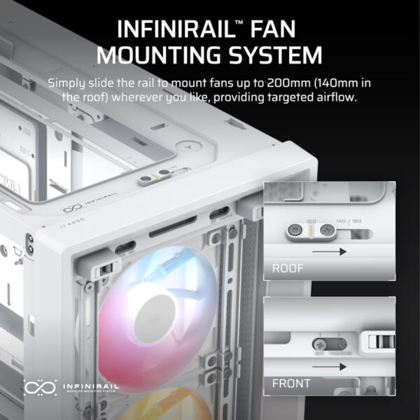 Corsair Gabinete PC Case Chasis FRAME 4000D RS ARGB Blanco Mid Tower Modular - Imagen 7