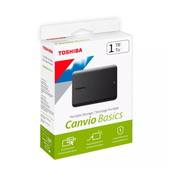 Toshiba Disco Duro Externo 1TB CANVIO BASICS Black - Imagen 3