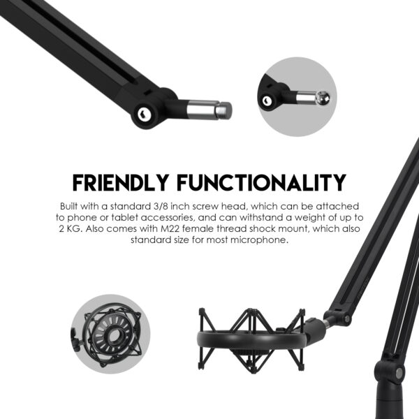 Fantech Soporte Micrófono Brazo Metálico STUDIO Series AC902S 80cm 360 grados - Imagen 9