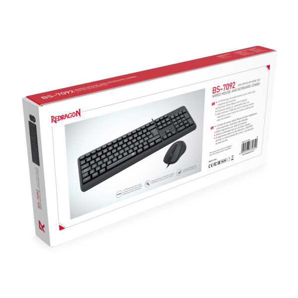 Redragon KIT Combo Mouse y Teclado con Cable Office/Home BS-7092 SP - Imagen 3