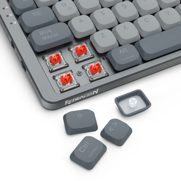 Redragon Teclado Mecánico AZURE K652GG-RGB-PRO-SP Español 75% 3 Modos Wired/2.4G/BT Aluminio - Imagen 6