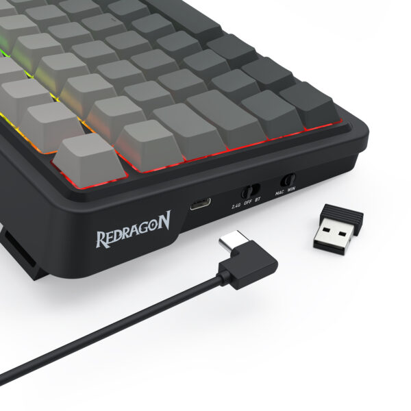 Redragon Teclado Mecánico EISA MAX K686SP RGB 3 Modos BT/Wireless/Cable 90% Gasket Hot Swap SP - Imagen 6