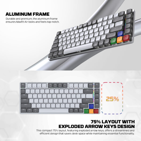 Fantech Teclado Mecánico MAXFIT AIR83 SNES Edition Switch Brown LOW PROFILE TRI-MODE BT/Wireless - Imagen 23