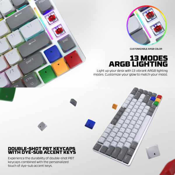 Fantech Teclado Mecánico MAXFIT AIR83 SNES Edition Switch Brown LOW PROFILE TRI-MODE BT/Wireless - Imagen 24