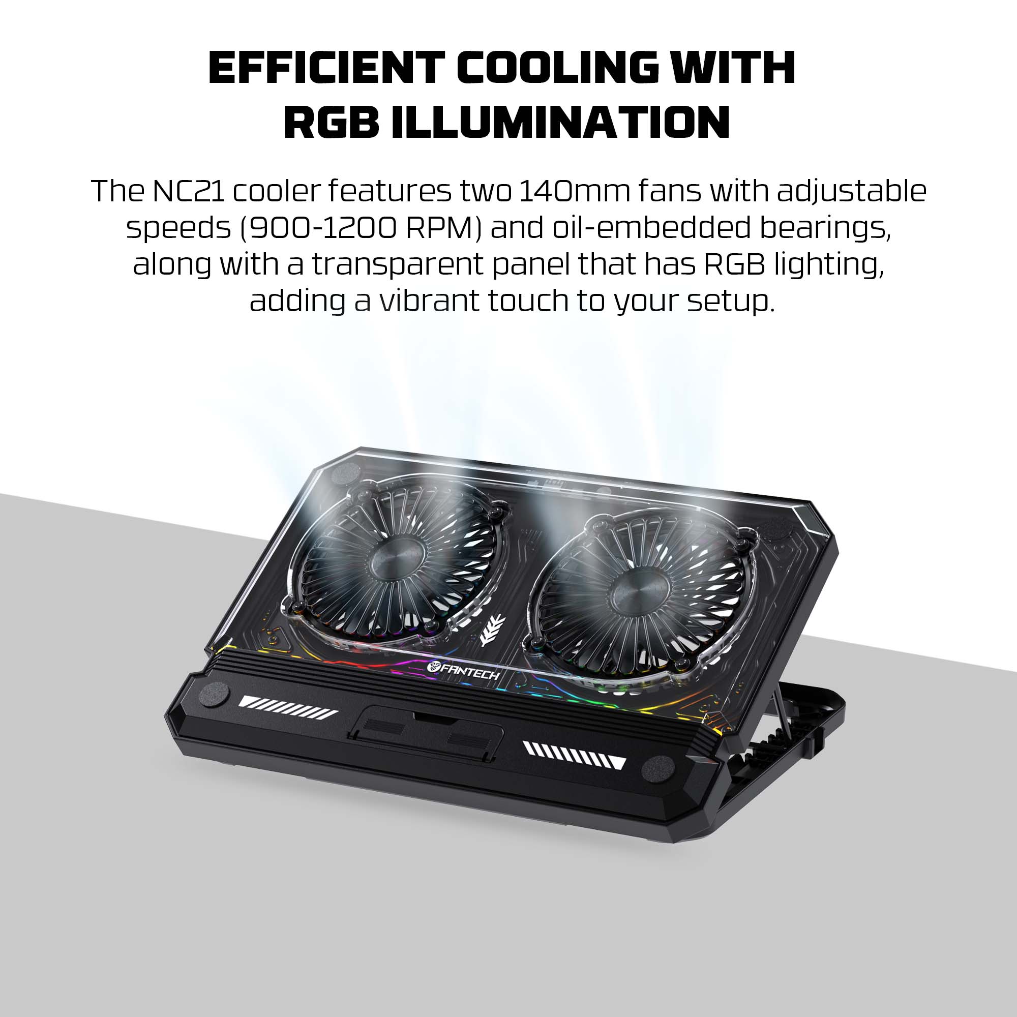Bases y Coolers Fantech Base de Notebook Soporte NC21 Black RGB ETCHILE Fantech Base de Notebook Soporte NC21 Black RGB - Imagen 11
