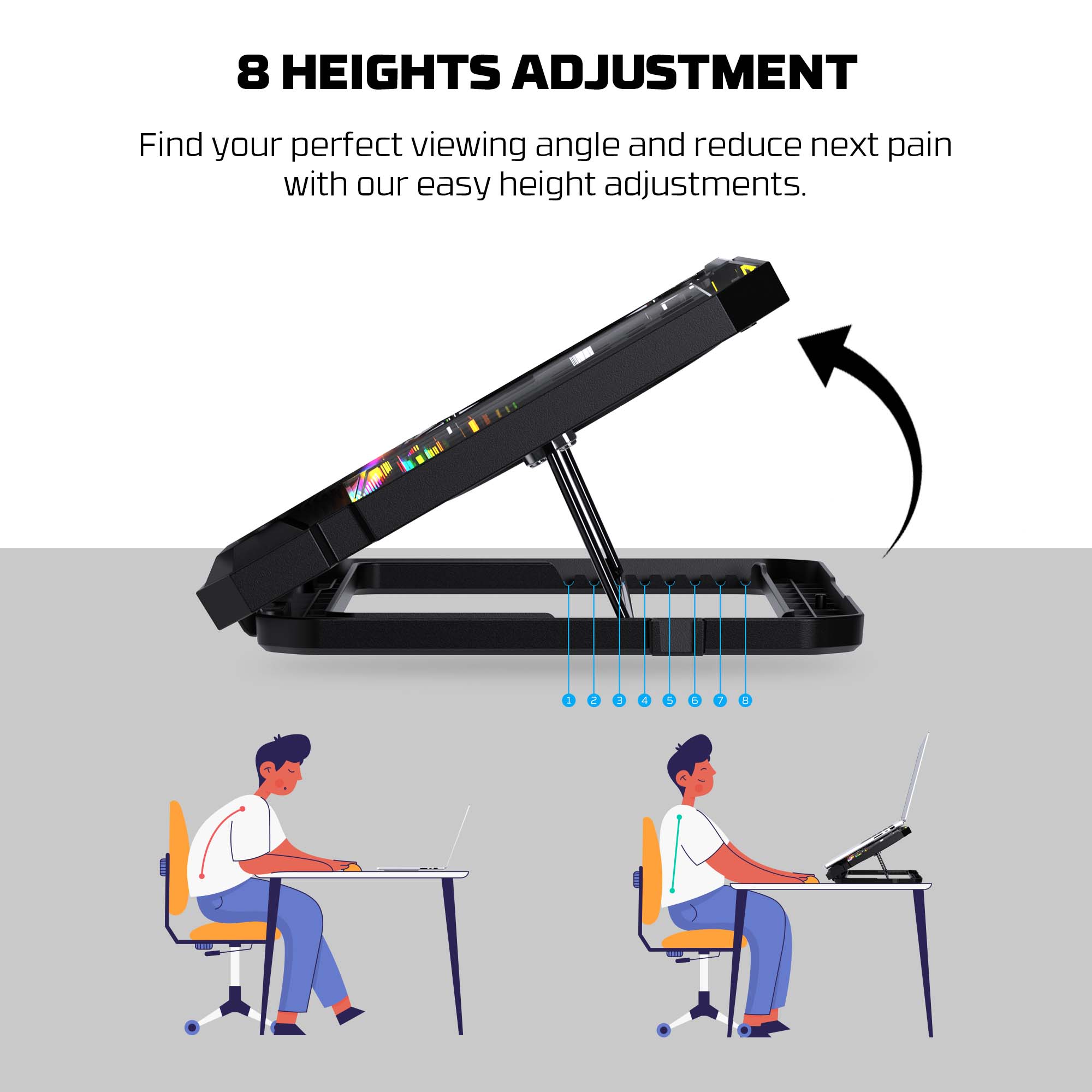 Bases y Coolers Fantech Base de Notebook Soporte NC21 Black RGB ETCHILE Fantech Base de Notebook Soporte NC21 Black RGB - Imagen 10