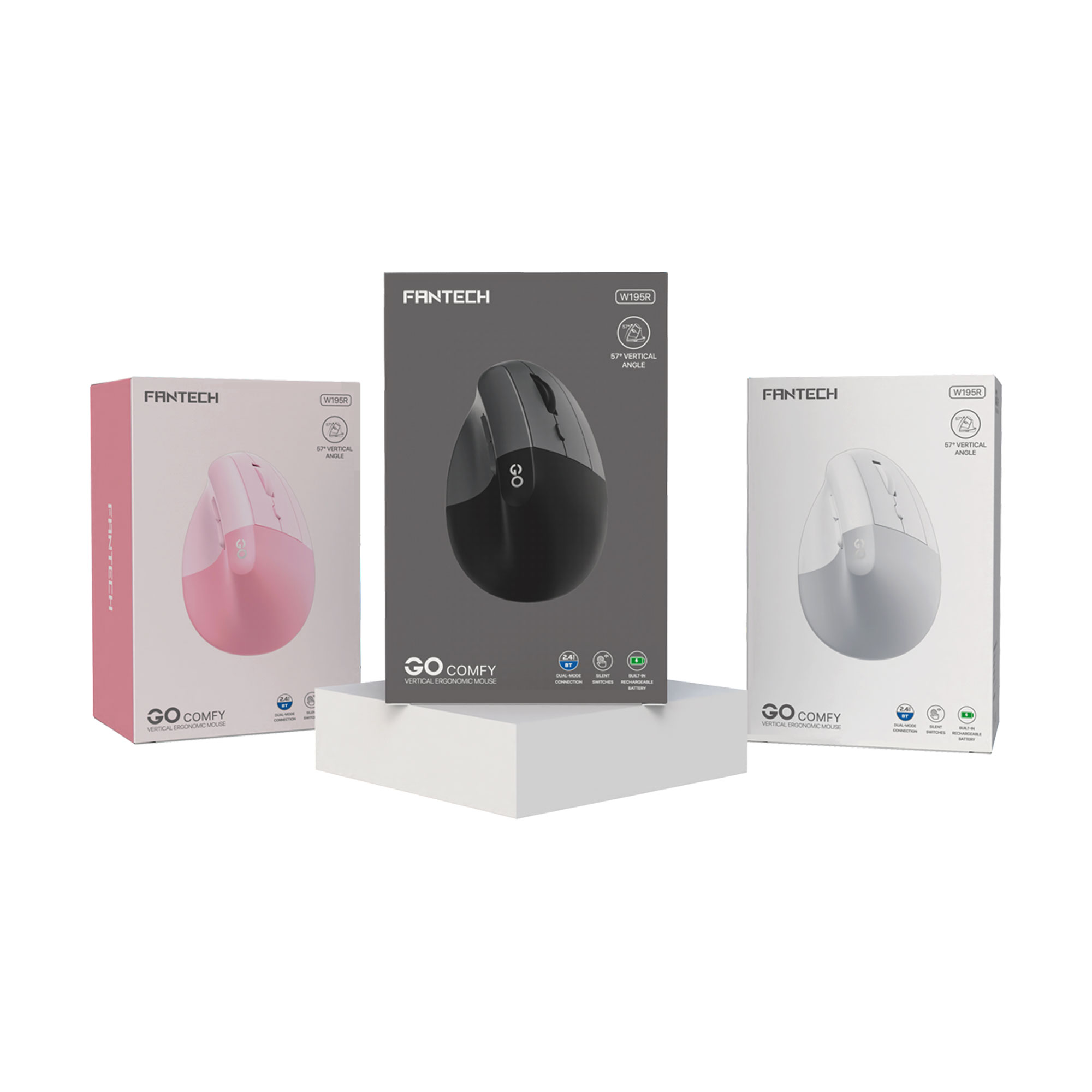 Mouse Fantech Mouse Inalámbrico W195R GO COMFY Pink Wireless  USB Dongle/Bluetooth 1600 Dpi ETCHILE Fantech Mouse Inalámbrico W195R GO COMFY Pink Wireless  USB Dongle/Bluetooth 1600 Dpi - Imagen 3