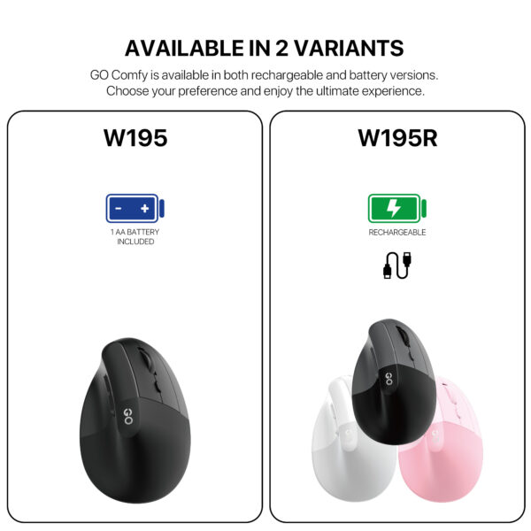Fantech Mouse Inalámbrico W195R GO COMFY Grey Wireless USB Dongle/Bluetooth 1600 Dpi - Imagen 6