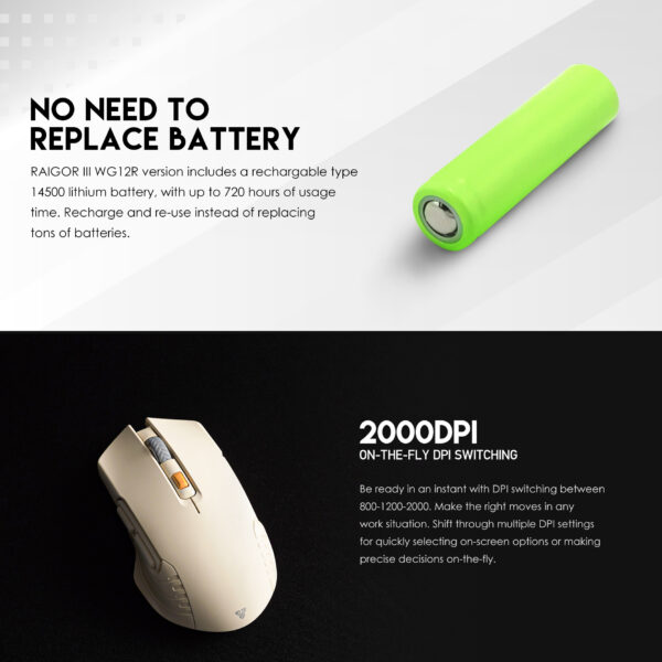 Fantech Mouse Gamer RAIGOR III WG12R Wireless BEIGE EDITION - Imagen 5