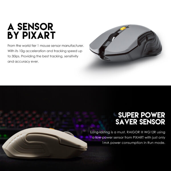 Fantech Mouse Gamer RAIGOR III WG12R Wireless BEIGE EDITION - Imagen 4