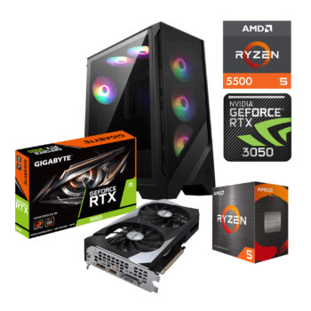 PC GAMER AMD RYZEN 5 5500 NVIDIA GEFORCE RTX 3050 FORGE 120A 16GB RAM DDR4 3200 500GB M2 SSD 550W W10PRO