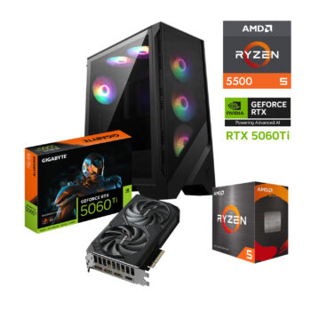 PC GAMER AMD RYZEN 5 5500 NVIDIA GEFORCE RTX 5060 TI FORGE 120A 16GB RAM DDR4 3200 1TB M2 SSD 550W W10PRO