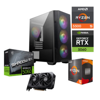 PC GAMER AMD RYZEN 5 5500 NVIDIA GEFORCE RTX 5060 16GB RAM DDR4 3200 500GB M2 SSD 550W W10PRO