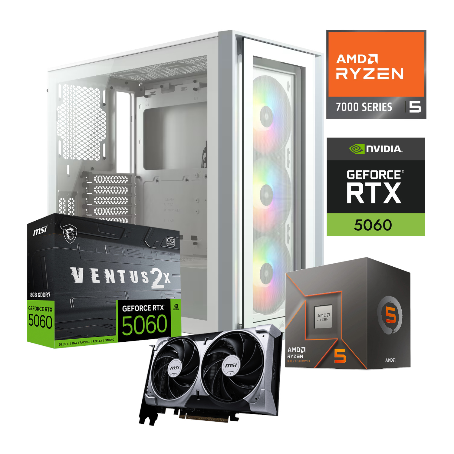 AMD Serie 7000 PC GAMER AMD RYZEN 5 7600 RTX 5060 16GB RAM DDR5 1TB M2 B650 650W W10 PRO ETCHILE PC GAMER AMD RYZEN 5 7600 RTX 5060 16GB RAM DDR5 1TB M2 B650 650W W10 PRO