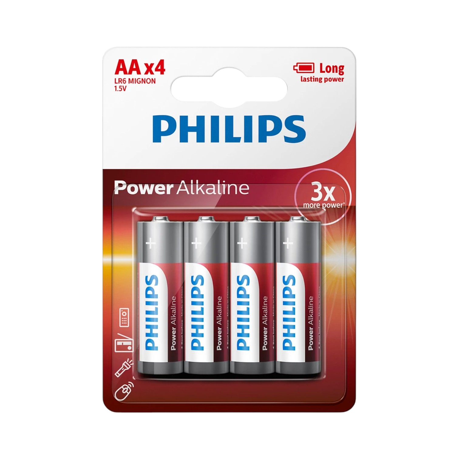 Pilas y Baterías Philips Pila Alcalina Power Alkaline 3x More Power AAx4 PACK 4 Pilas ETCHILE Philips Pila Alcalina Power Alkaline 3x More Power AAx4 PACK 4 Pilas