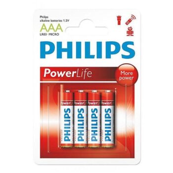 Philips Pila Alcalina Power Alkaline 3x More Power AAAx4 PACK 4 Pilas
