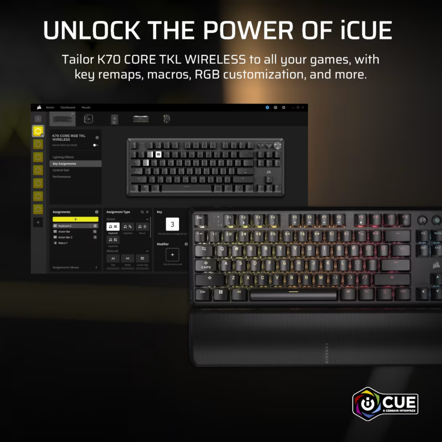 OFERTAS GAMER Corsair Teclado Mecánico K70 CORE TKL WIRELESS RGB Switch MLX RED (ENG) ETCHILE Corsair Teclado Mecánico K70 CORE TKL WIRELESS RGB Switch MLX RED (ENG) - Imagen 9