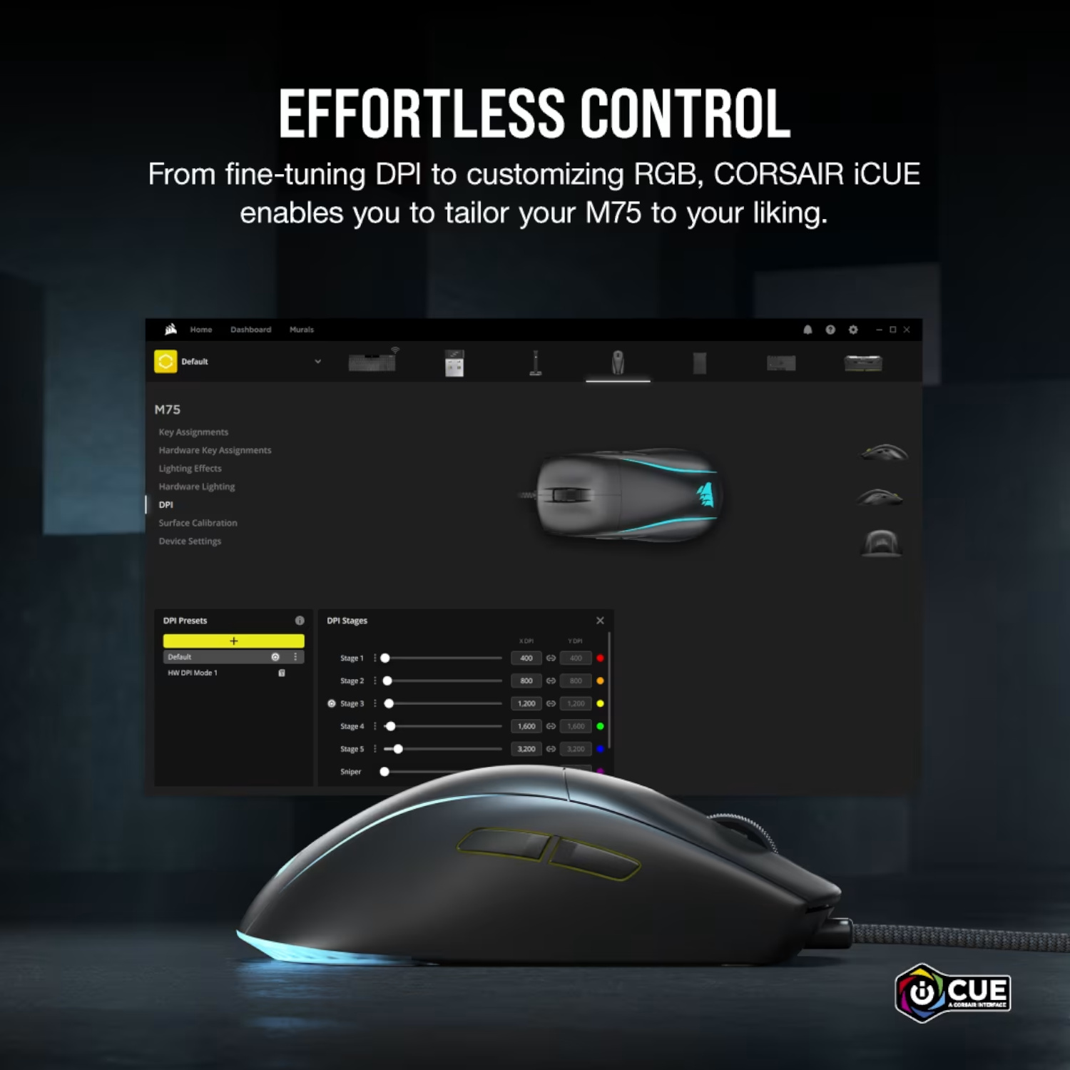 Mouse Corsair Mouse Gamer M75 Lightweight RGB Gaming Mouse 74g FPS Play 26000 DPI 8K ETCHILE Corsair Mouse Gamer M75 Lightweight RGB Gaming Mouse 74g FPS Play 26000 DPI 8K - Imagen 7
