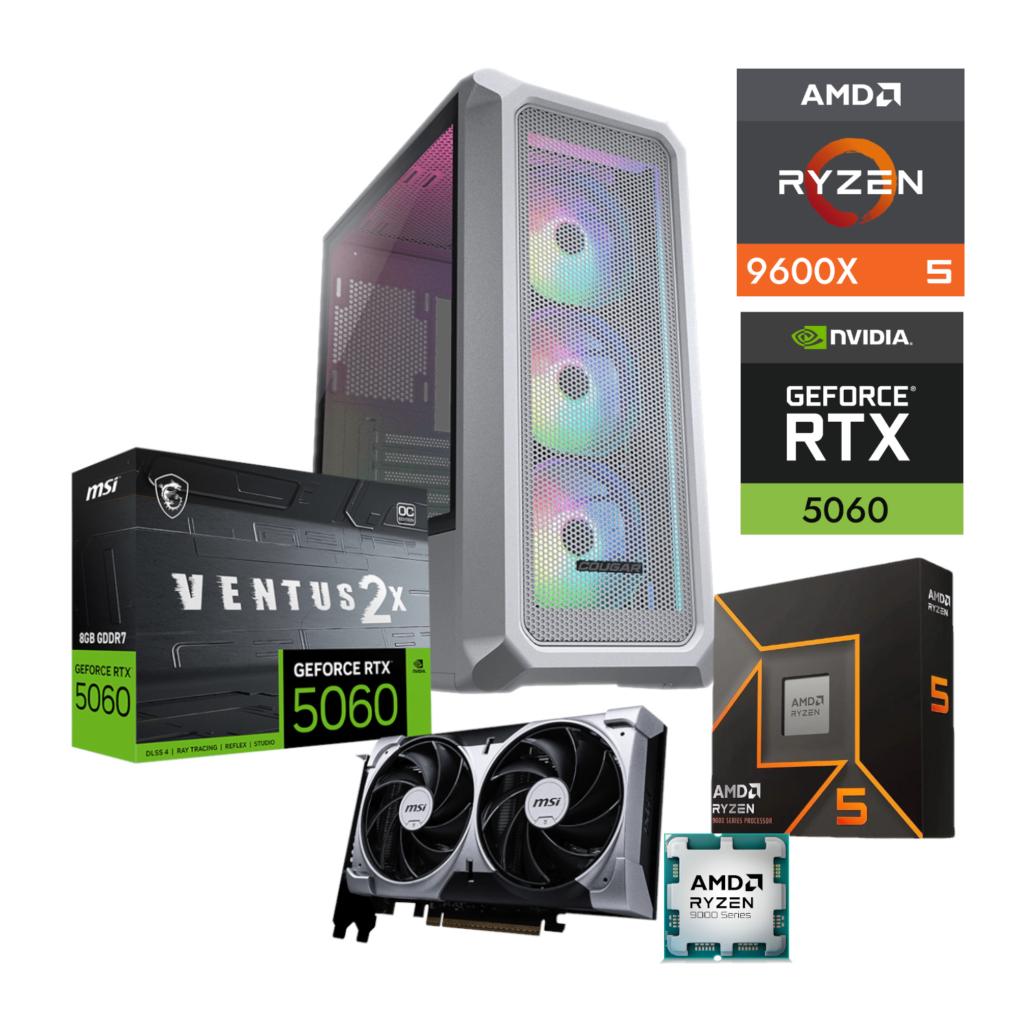 AMD Serie 9000 PC GAMER AMD RYZEN 5 9600X GPU RTX 5060 32GB RAM DDR5 480GB SSD M2 WIFI6 y BT AX3000 650W W11 PRO ETCHILE PC GAMER AMD RYZEN 5 9600X GPU RTX 5060 32GB RAM DDR5 480GB SSD M2 WIFI6 y BT AX3000 650W W11 PRO