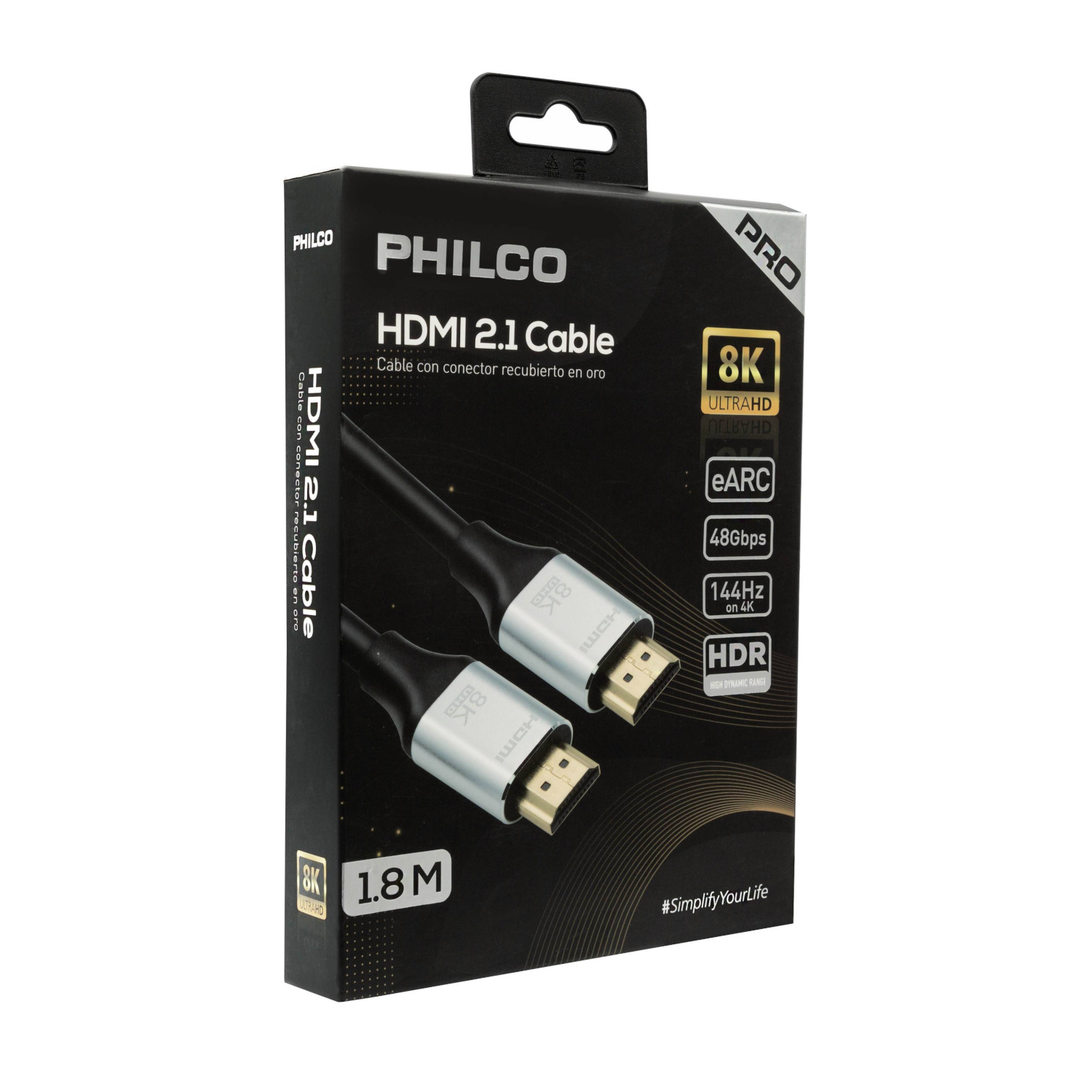 Cables HDMI PHILCO Cable HDMI 2.1 Recubierto ORO 8K ULTRA HD 1.8mts ETCHILE PHILCO Cable HDMI 2.1 Recubierto ORO 8K ULTRA HD 1.8mts - Imagen 2