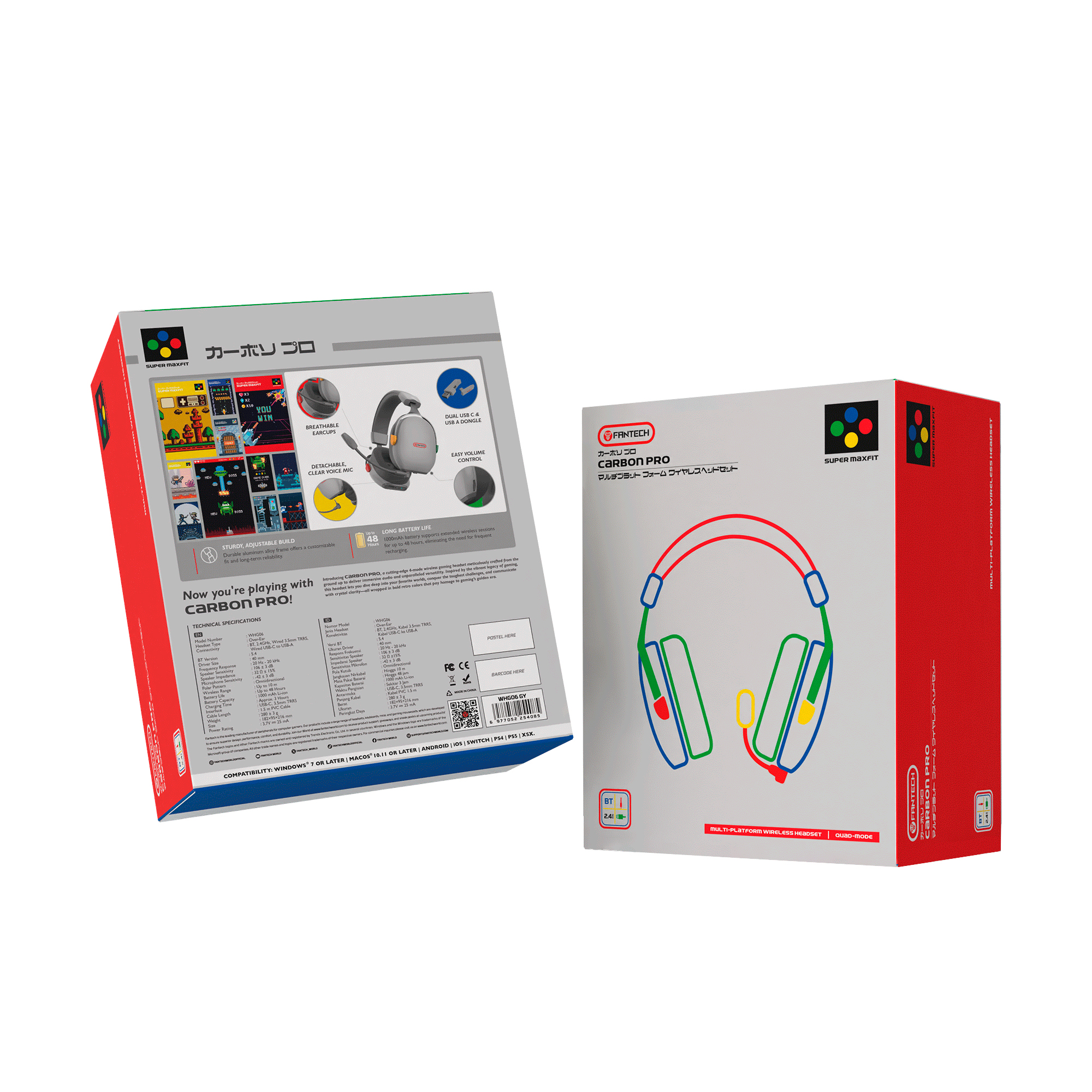 Audífonos Fantech Audífonos Gamer WHG06 Inalámbricos Carbon PRO SNES Edition Supermaxfit Grey ETCHILE Fantech Audífonos Gamer WHG06 Inalámbricos Carbon PRO SNES Edition Supermaxfit Grey - Imagen 2